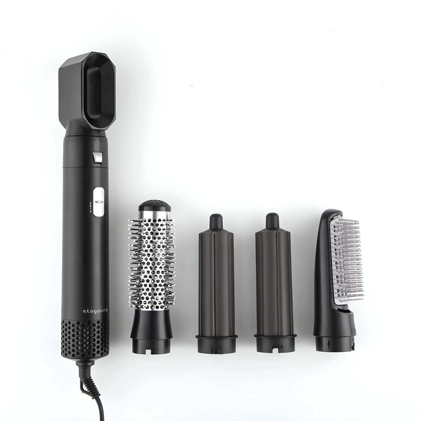 Zanmura 5‑in‑1 Hair Styler, curler with five interchangeable attachments for curling, waving, straightening, and volumizing hair.