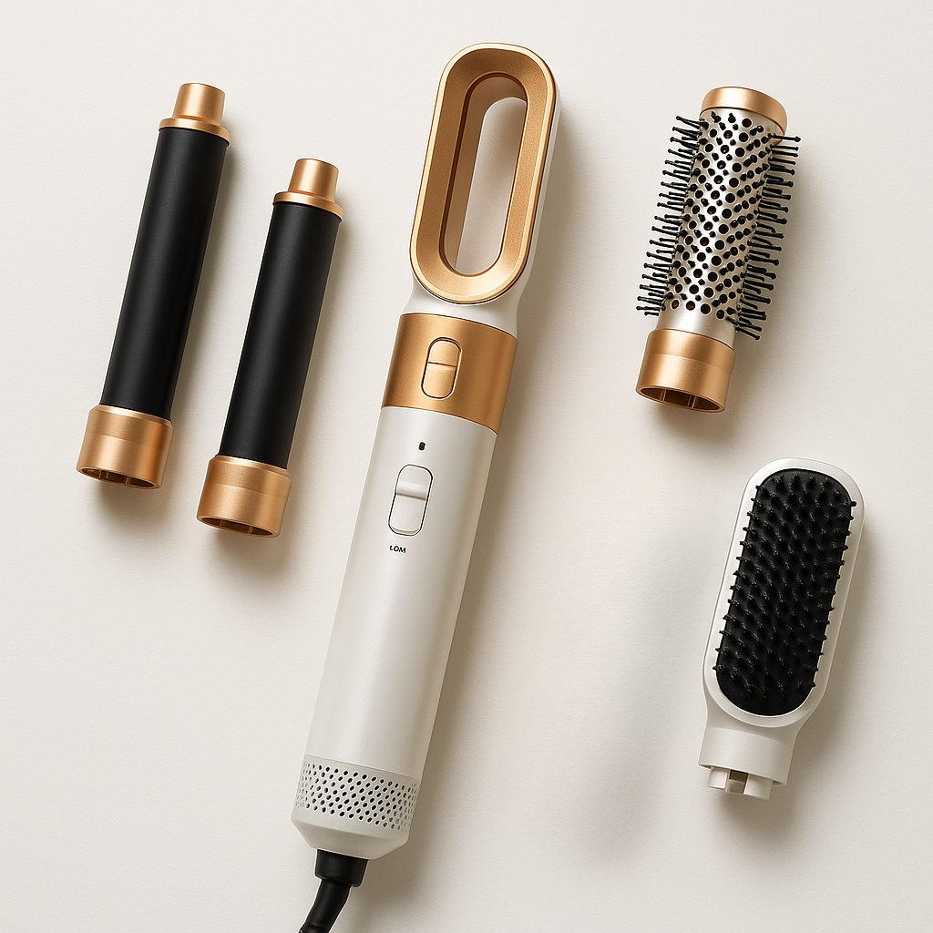 Zanmura 5‑in‑1 Hair Styler, curler with five interchangeable attachments for curling, waving, straightening, and volumizing hair.